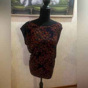 The Limited Black and Orange Floral Blouse